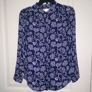 Time and Tru Women's Printed Soft Shirt navy/white
